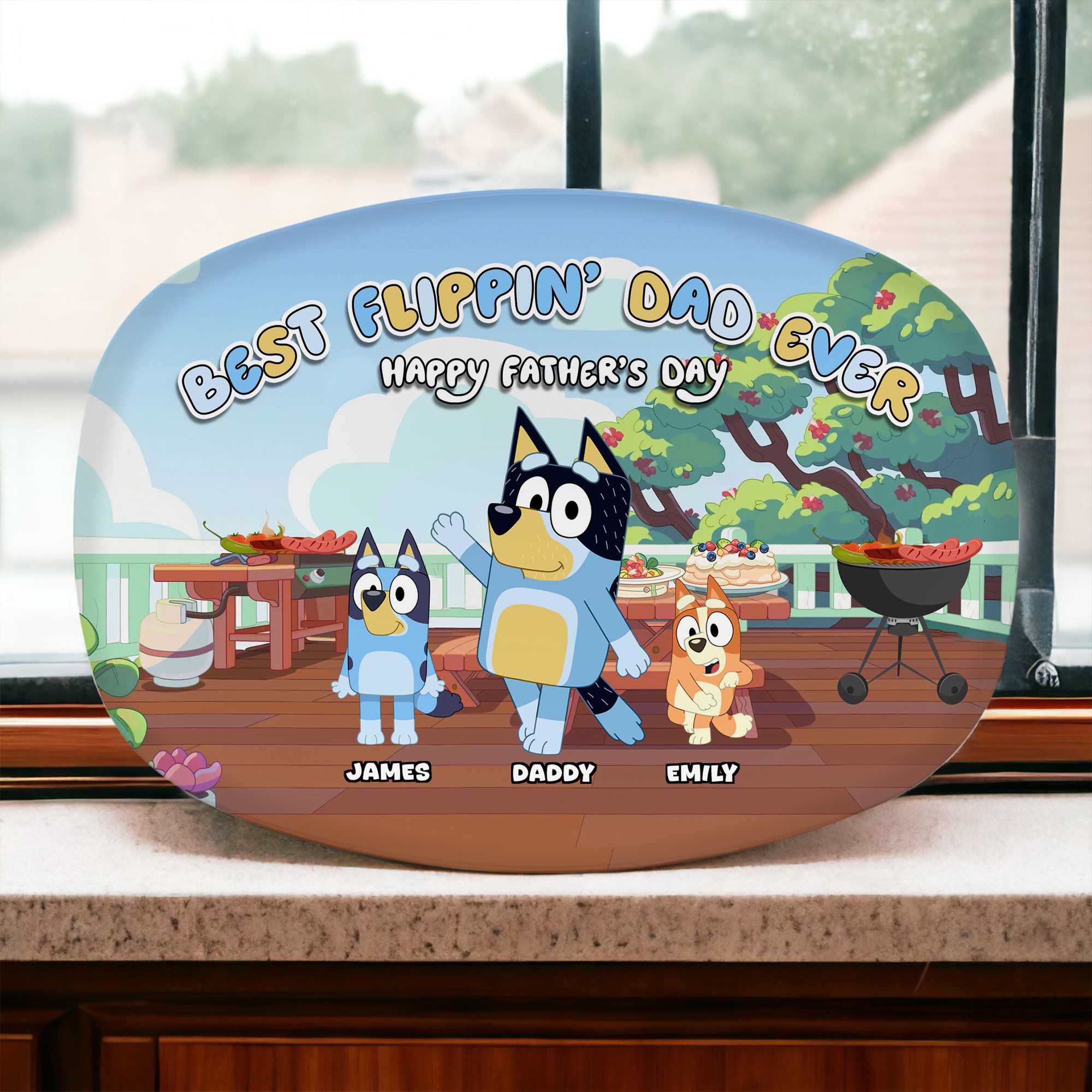 Best Flippin’ Dad Ever - Family Personalized Custom Platter - Father's Day, Gift For Dad, Grandpa