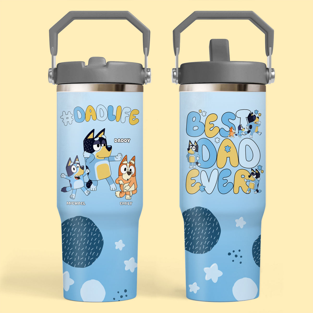 Tumbler Stainless Steel - Best Dad Ever - Bluey Family - Father's Day 2024 - Personalized Tumbler_1