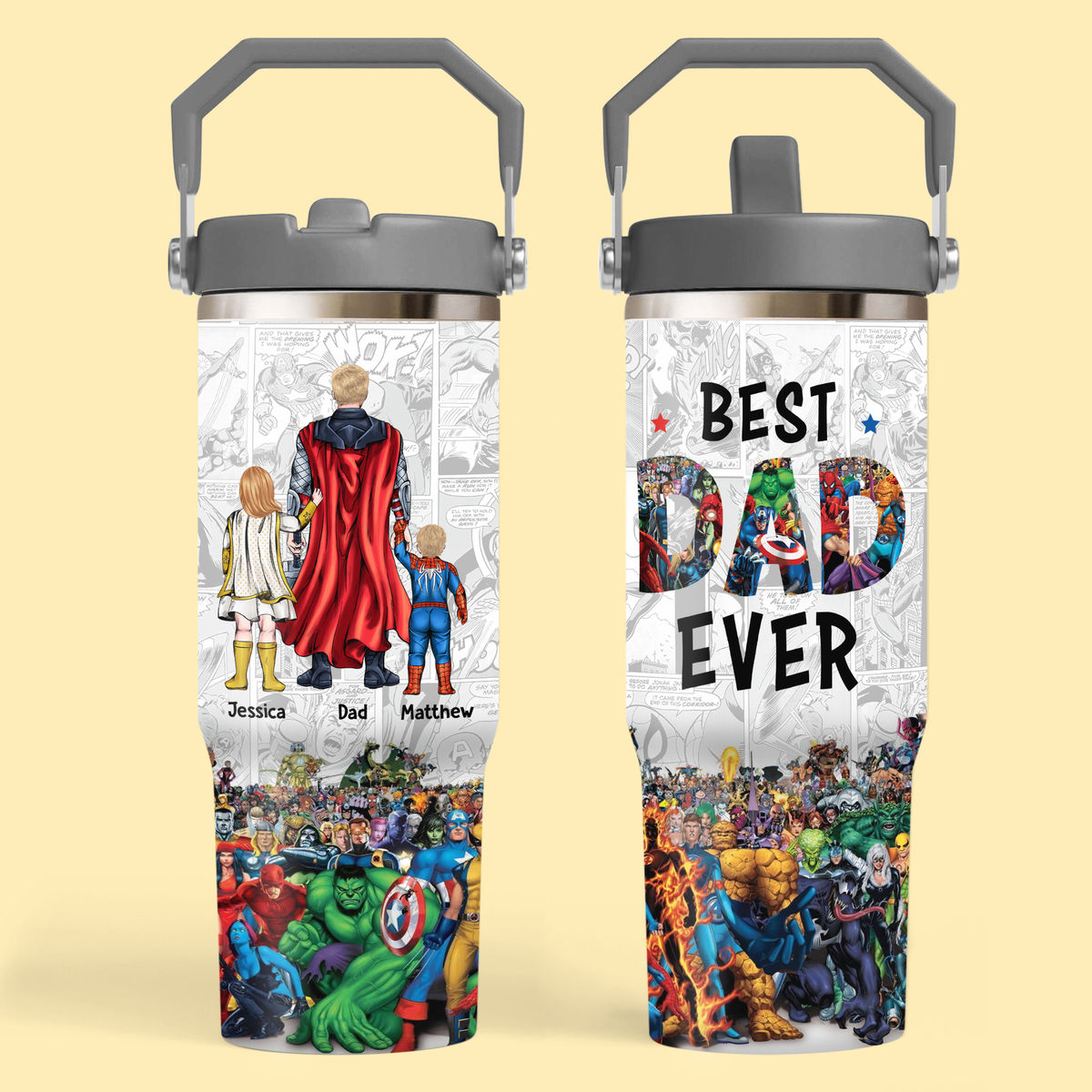 Tumbler Cup - Best Dad Ever - Super DAD Comic - CS - Personalized Tumbler_4