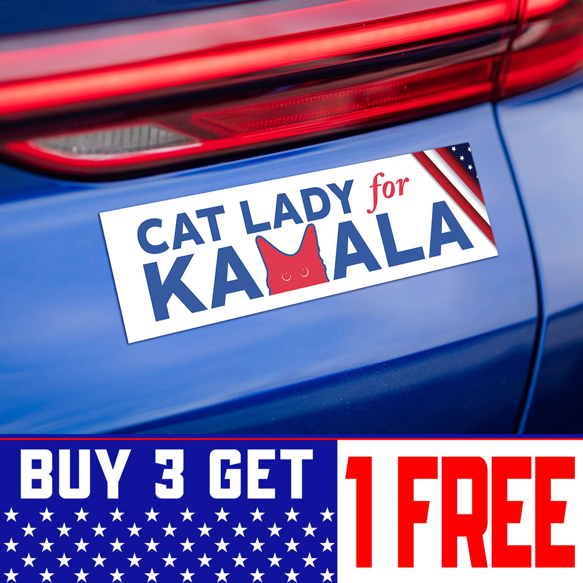 Bumper Car Magnets - Cat Lady For Her - Bumper Magnet Sign - Social Justice Activist Gift - Vote Blue 2024 Presidential Election - Buy 3 Get 1 Free (44160) - Personalized Magnet