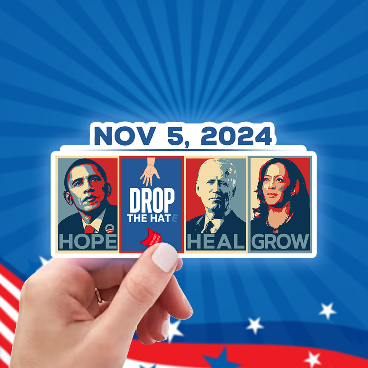 Limited Edition - DROP THE HATE | NOV 5, 2024 | Support for Her | Vinyl Sticker | Waterproof | Premium Sticker | Best Seller 2024 | Sticker (44193) - Sticker_4