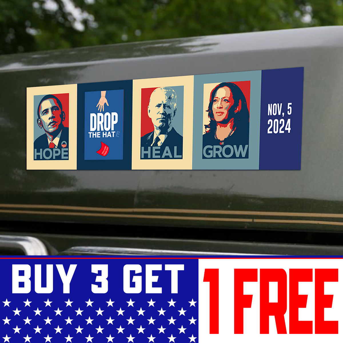 Bumper Car Magnets - DROP THE HATE - Bumper Magnet Sign - Social Justice Activist Gift - Vote Blue 2024 Presidential Election - Buy 3 Get 1 Free (44195) - Personalized Magnet_2