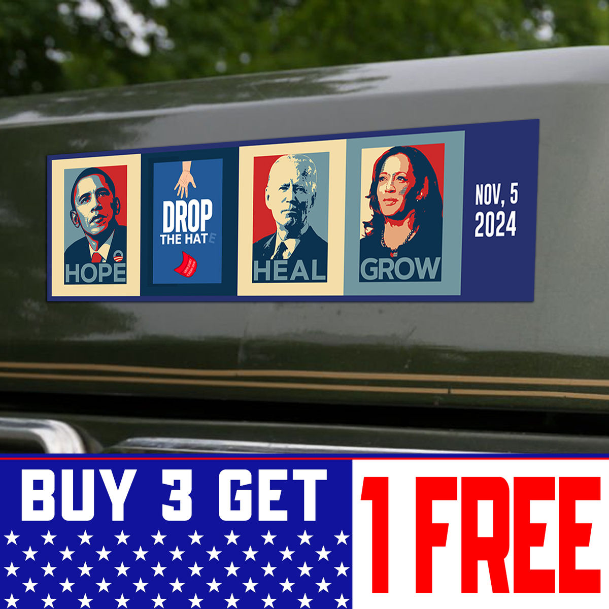 Bumper Car Magnets - DROP THE HATE - Bumper Magnet Sign - Social Justice Activist Gift - Vote Blue 2024 Presidential Election - Buy 3 Get 1 Free (44196) - Personalized Magnet_2