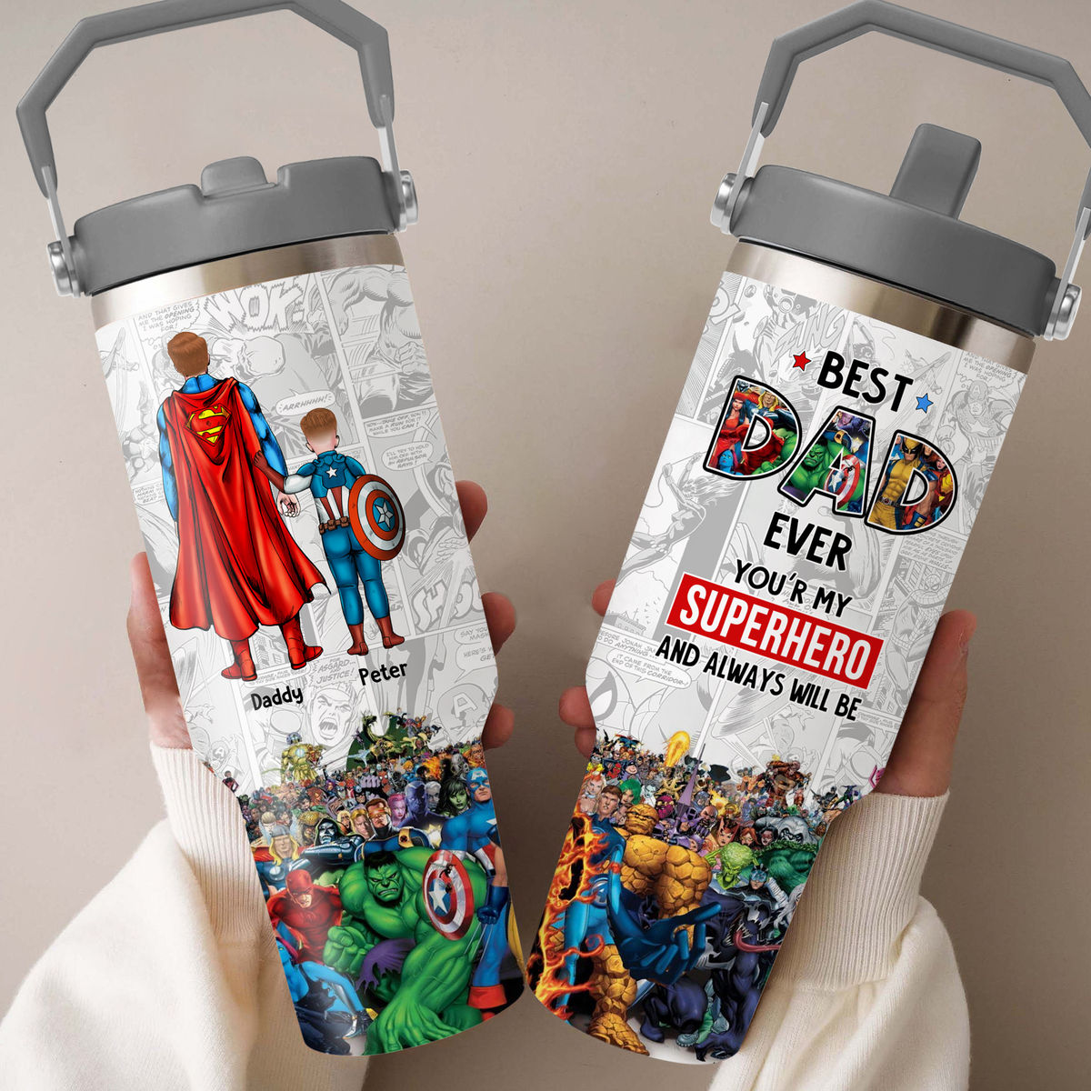 Tumbler Cup - Best Dad Ever - Super DAD Comic - Father's Day 2025 - Personalized Tumbler