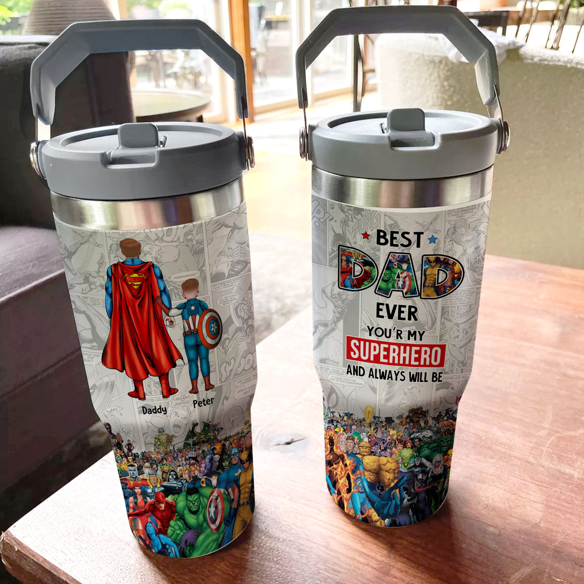 Tumbler Cup - Best Dad Ever - Super DAD Comic - Father's Day 2025 - Personalized Tumbler_1