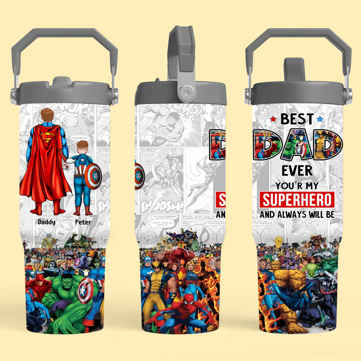 Tumbler Cup - Best Dad Ever - Super DAD Comic - Father's Day 2025 - Personalized Tumbler_2