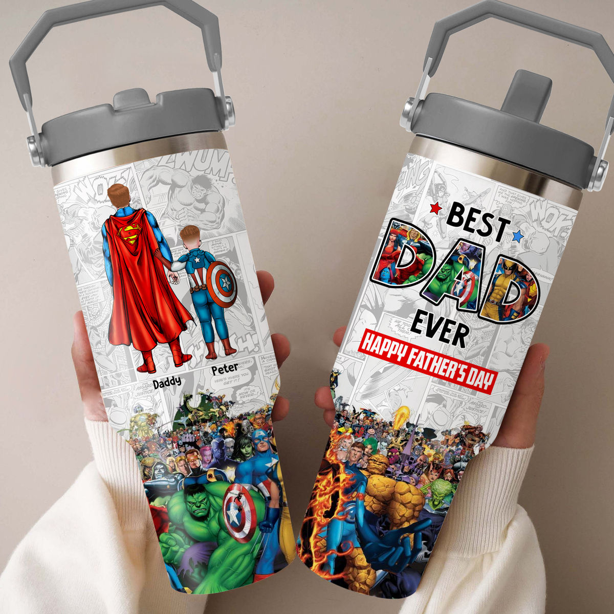 Tumbler Cup - Best Dad Ever - Super DAD Comic - Father's Day 2025 - Personalized Tumbler