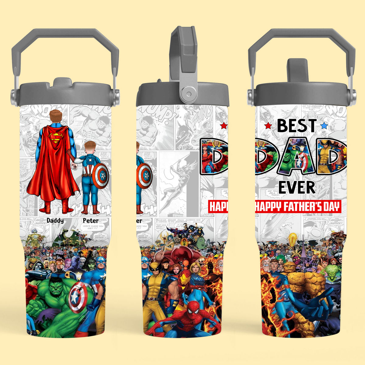 Tumbler Cup - Best Dad Ever - Super DAD Comic - Father's Day 2025 - Personalized Tumbler_2
