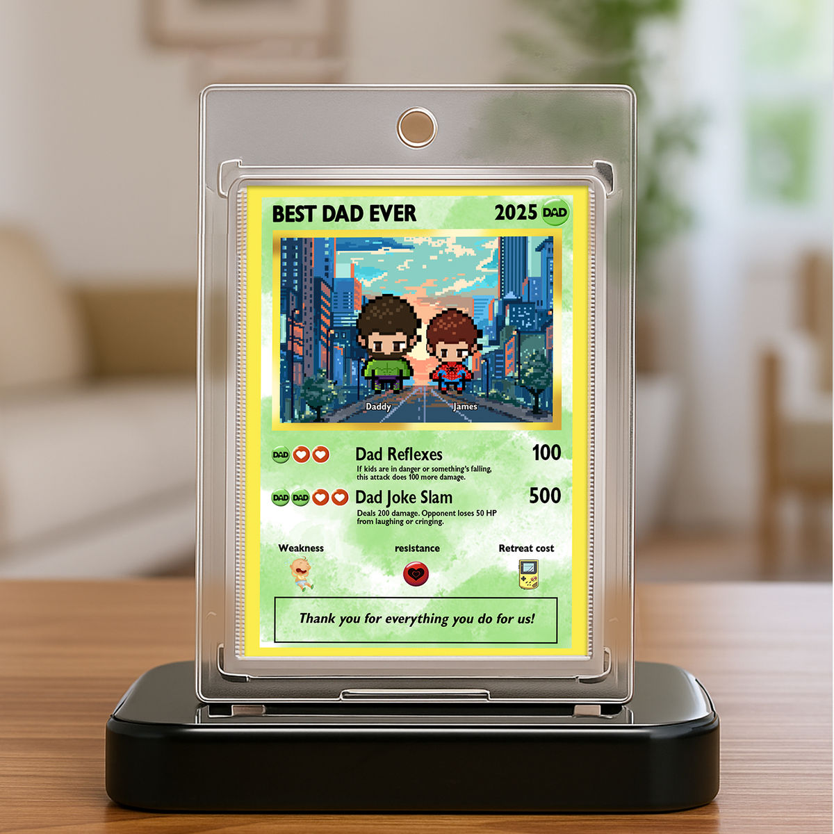 Personalized Poke Father's Day Card - Custom Pokemon Card - Best Dad Ever - Happy Father's Day 2025 - Personalized Metal Card_5