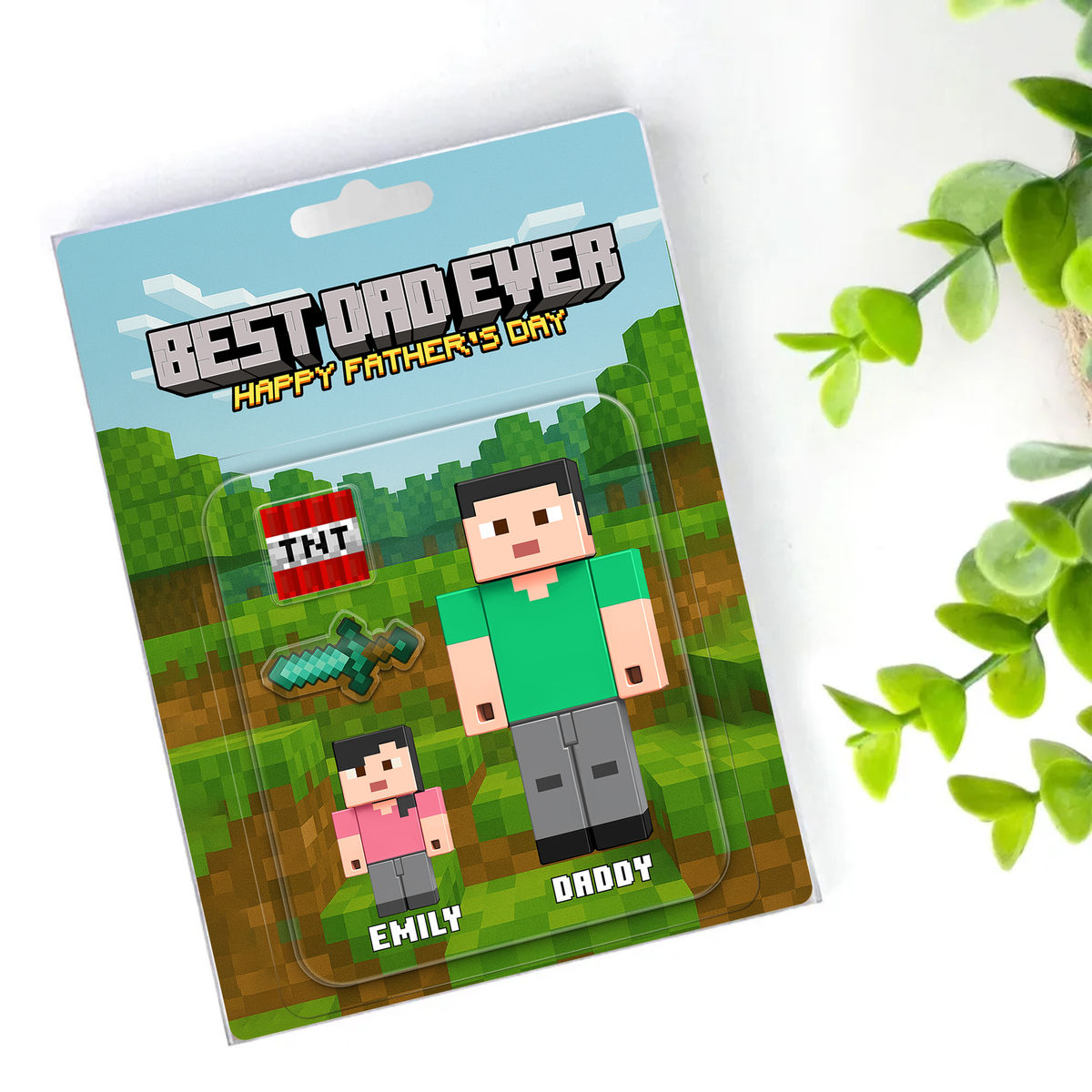 Personalized Acrylic Block Plaque - Best Dad Ever - Happy Father's Day - A Minecraft Movie - Personalized Acrylic Block Plaque_2