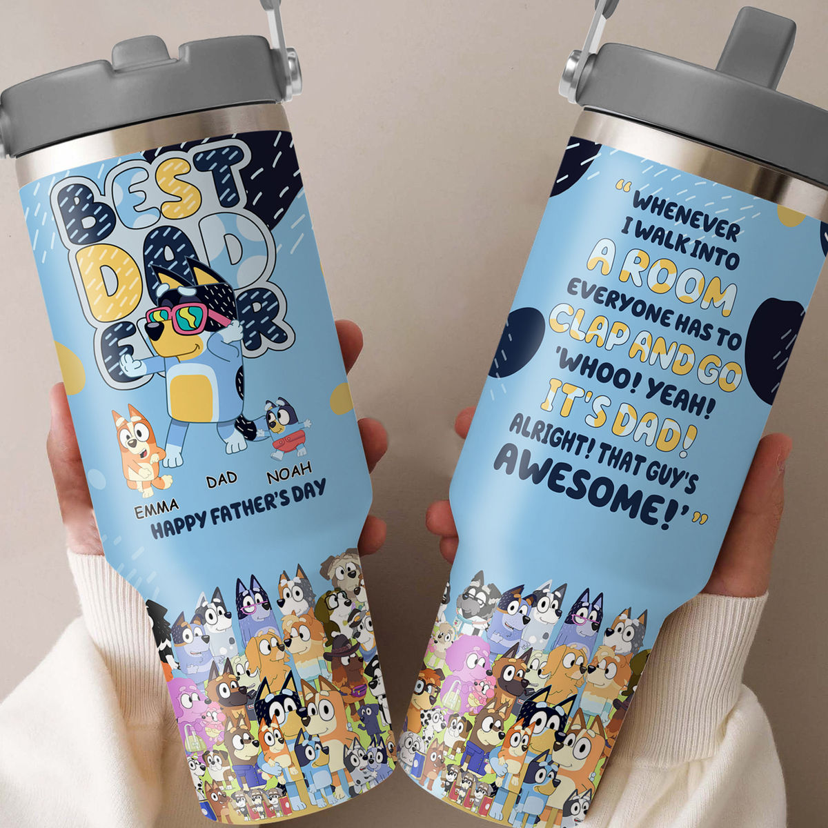 Tumbler Cup - BEST DAD EVER - Happy Father's Day 2025 - Bluey Family (60939) - Personalized Tumbler
