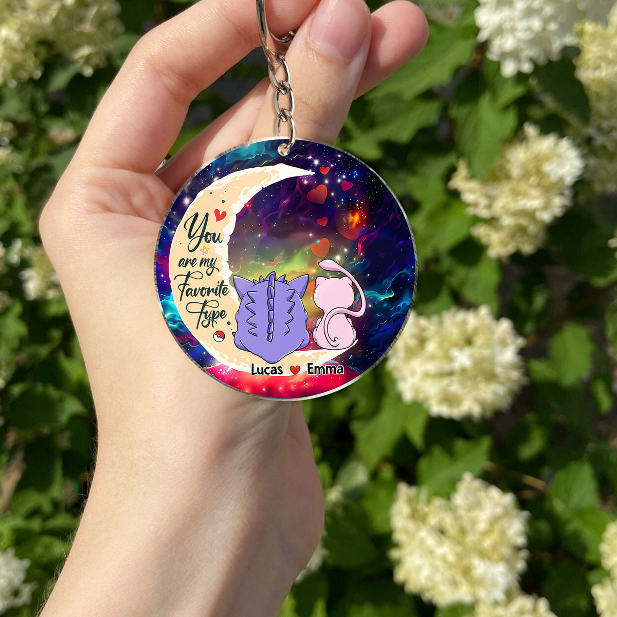 Couple keychain - I Love You To The Moon and Back - PokeCouple - Gift for Couple, Husband, Wife - Personalized Acrylic Keychain_3