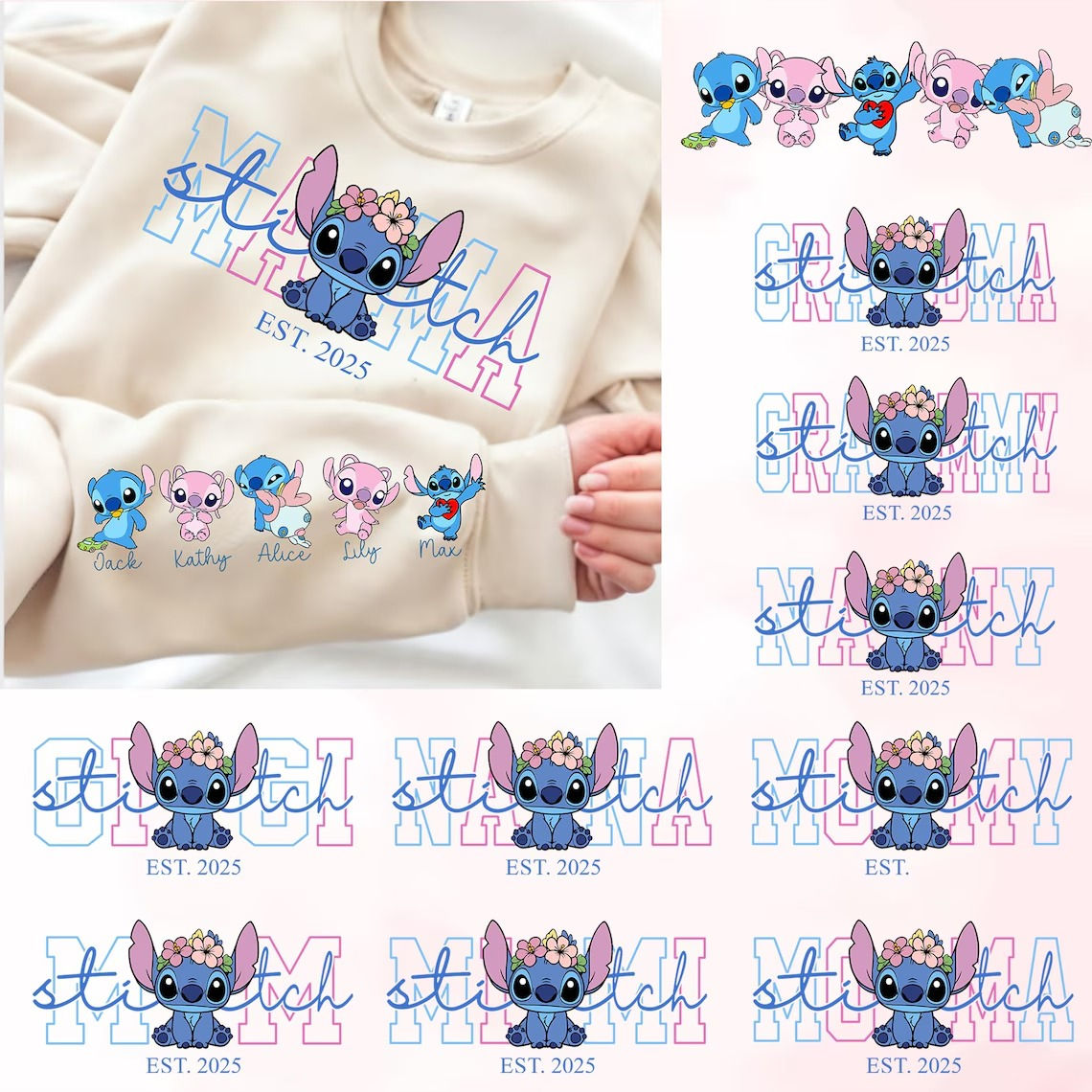 [IT test] Personalized Sleeve Sweatshirt - Mama Stitch - Gift For Mom