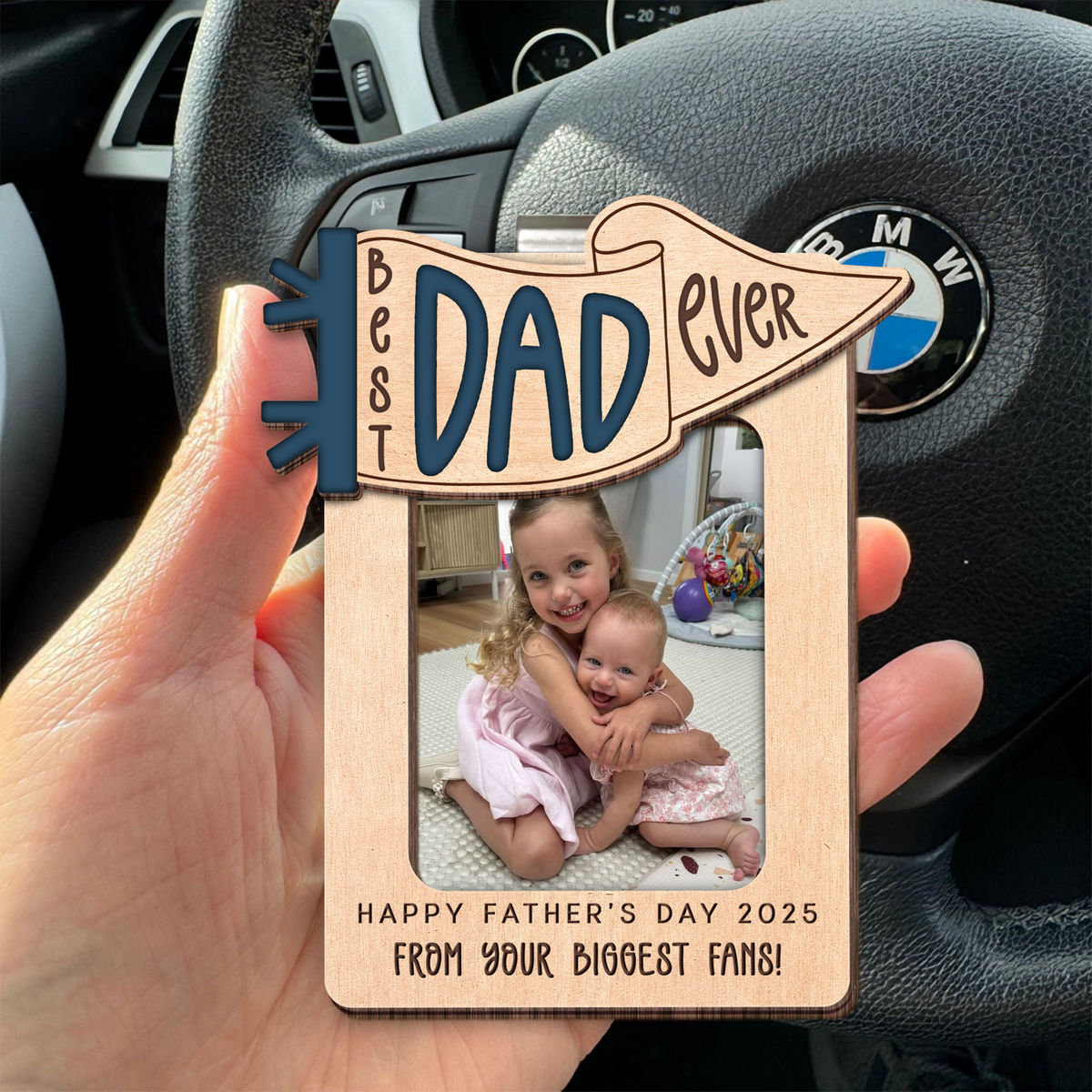 Photo Car Visor Clip - Best Dad Ever - Father's Day gift, Personalized Photo Car Decoration, Polaroid Photo for Car, Gifts for dad, Presents for fathers, Gifts for your father, Gift items for dad, Gift for him, Gift for Grandpa, Drive Safe - Personalized Photo Car Visor Clip Custom Photo_3