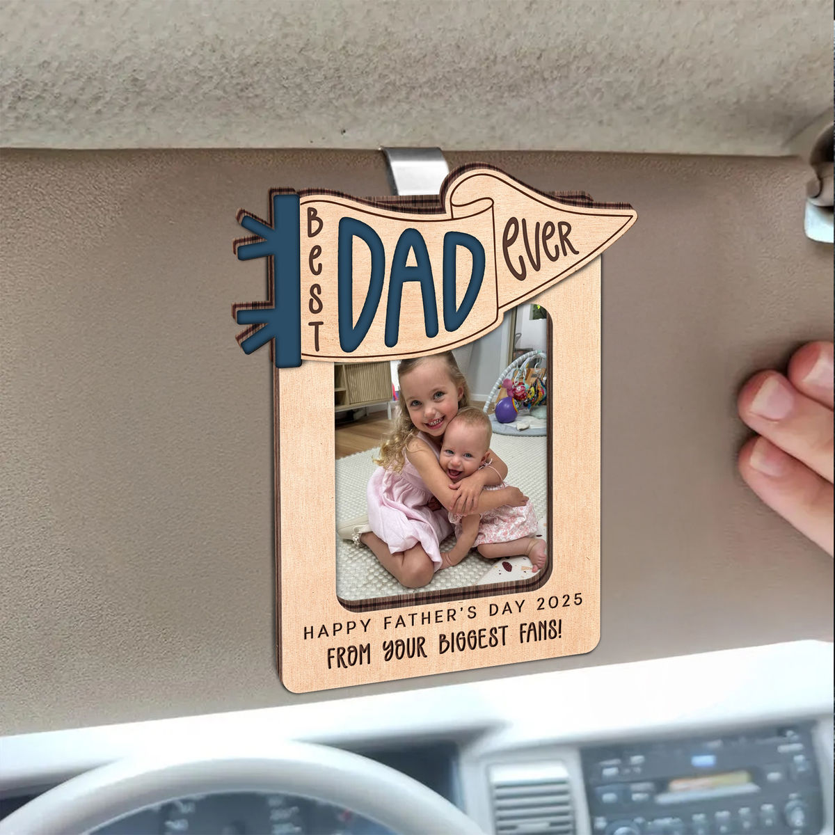 Photo Car Visor Clip - Best Dad Ever - Father's Day gift, Personalized Photo Car Decoration, Polaroid Photo for Car, Gifts for dad, Presents for fathers, Gifts for your father, Gift items for dad, Gift for him, Gift for Grandpa, Drive Safe - Personalized Photo Car Visor Clip Custom Photo_2