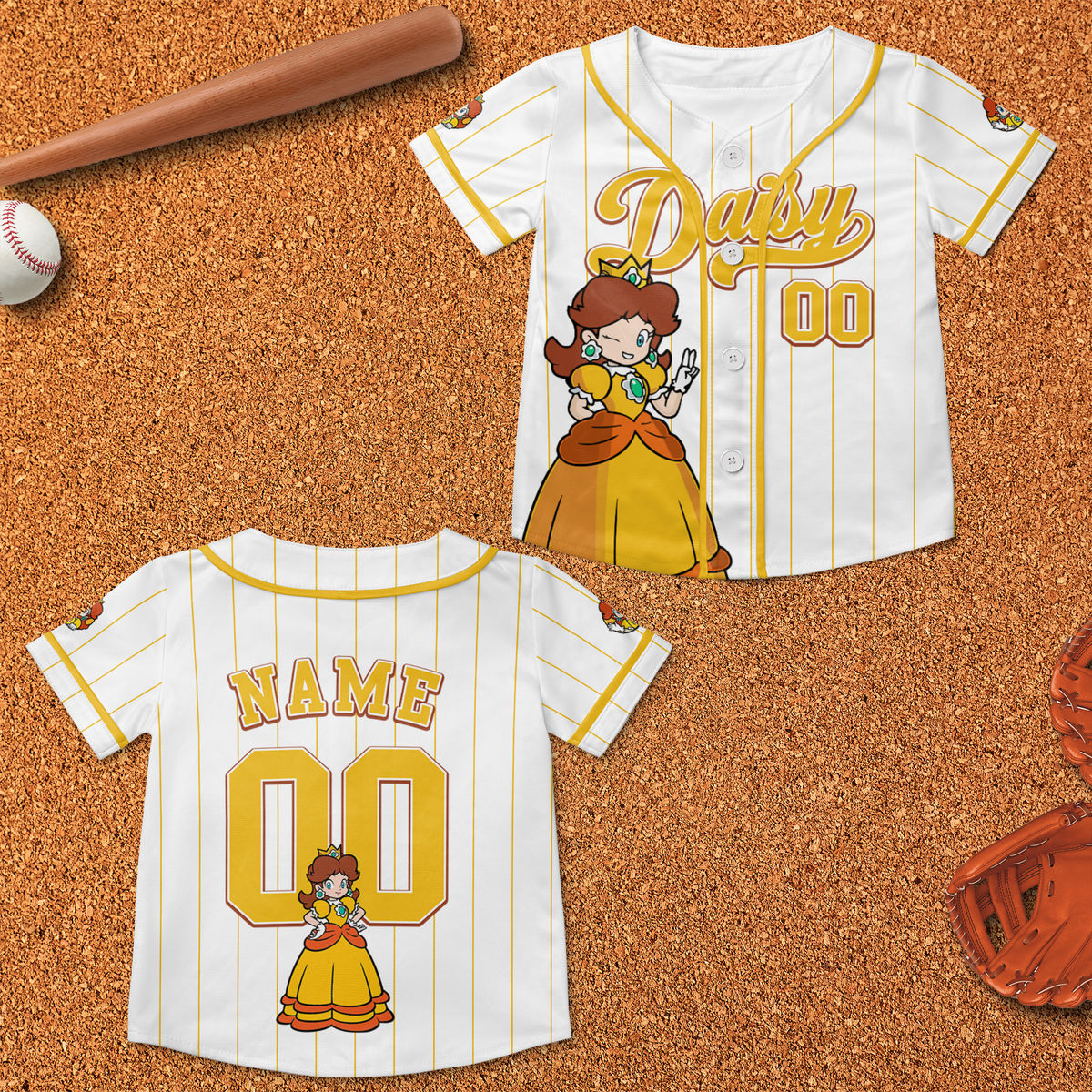 Personalized Set - Personalized Super Mario Baseball Jersey - Mario Family Shirts, Princess Peach Jersey, Jersey for Kids, Youth & Adults, Mario Birthday Gift (A)_10