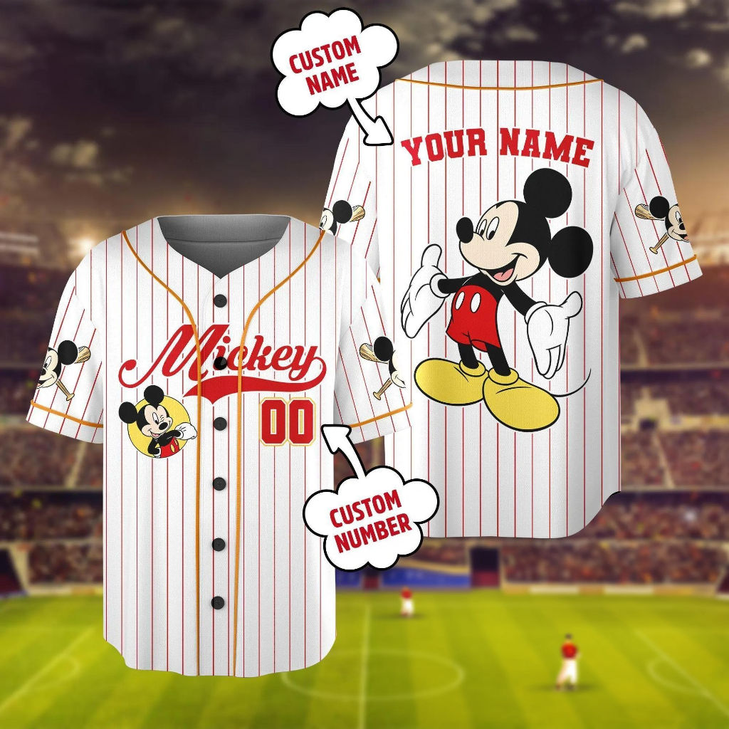 Personalized Set - Personalized Disney Vintage Mickey Mouse Baseball Jersey - Custom Mickey Mouse Jersey, Kid Adult Baseball Jersey_1
