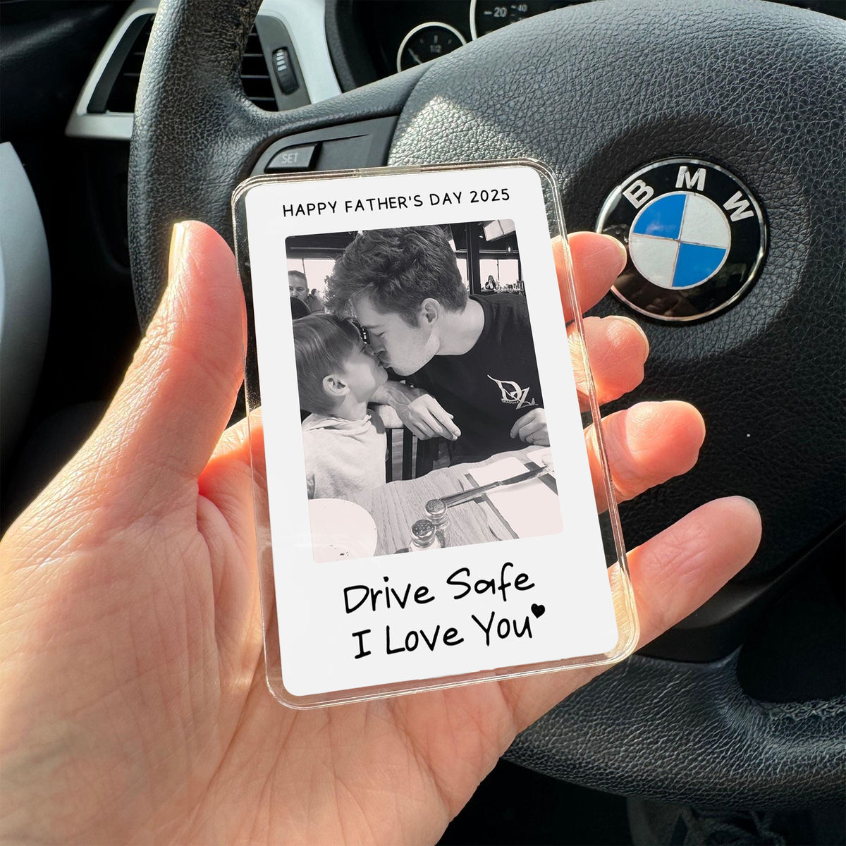 Father's Day Gifts - Drive safe I Love You - Photo Car Visor Clip, Personalized Photo Car Decoration, Polaroid Photo for Car, Gifts for dad, Presents for fathers, Gifts for your father, Gift items for dad, Gift for him - Personalized Photo Car Visor Clip Custom_3
