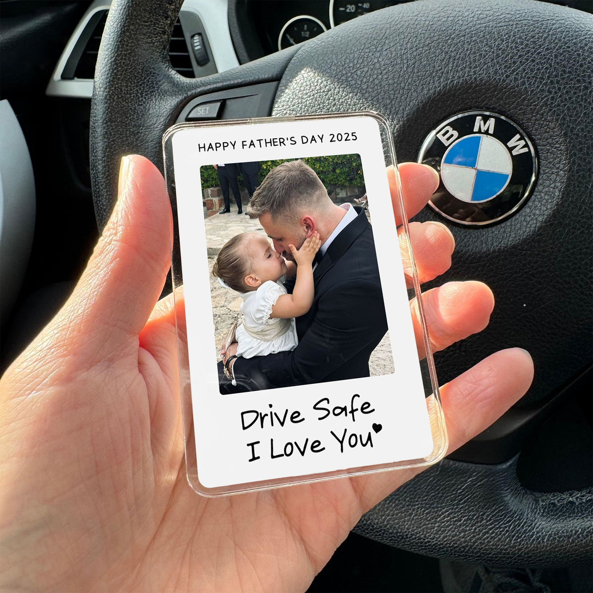 Father's Day Gifts - Drive safe I Love You - Photo Car Visor Clip, Personalized Photo Car Decoration, Polaroid Photo for Car, Gifts for dad, Presents for fathers, Gifts for your father, Gift items for dad, Gift for him - Personalized Photo Car Visor Clip Custom_3