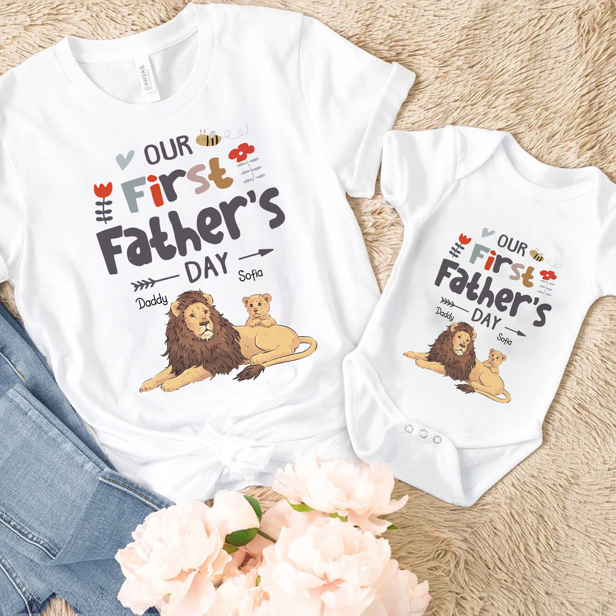 Personalized Set - Family Matching Outfit - Our First Father's Day Together 2024 - Gifts For Dad, Father, Son, Daughter - Father's Day Gifts_1