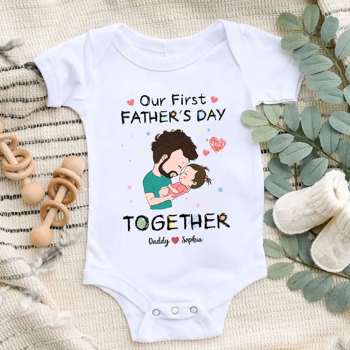 Personalized Set - First Father's Day - Our First Father's Day Matching Outfit (Onesie and TShirt Set) - Daddy & Baby_1