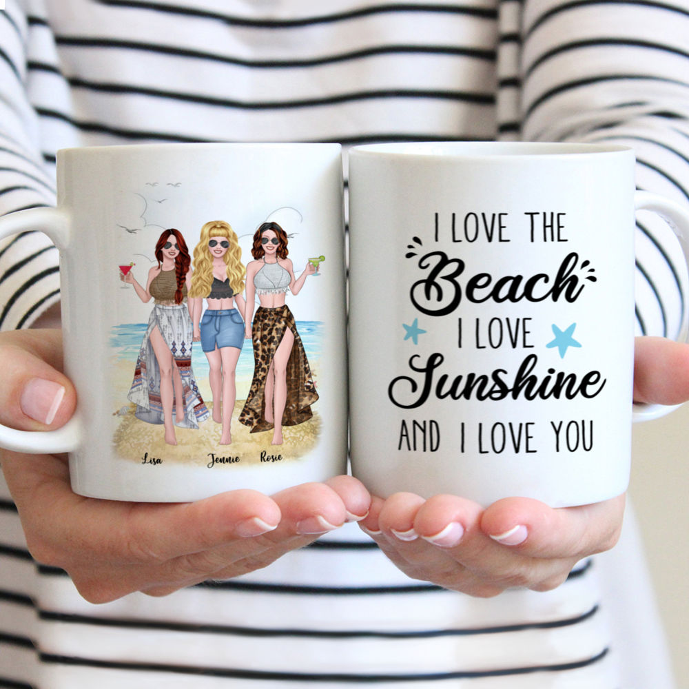 Personalized Mug - Up to 5 Girls - I love the beach i love sunshine and i love you (Summer)