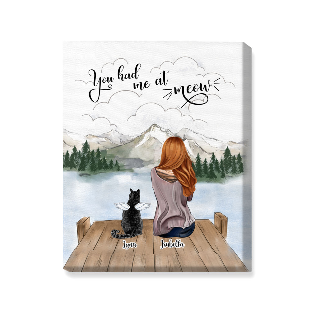 Girl and Cats - You had me at meow | Personalized Canvas