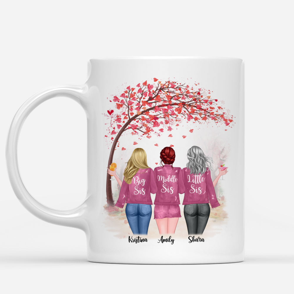 Up to 6 Sisters - Side by side or miles apart, Sisters will always be connected by heart (4091) - Personalized Mug_1