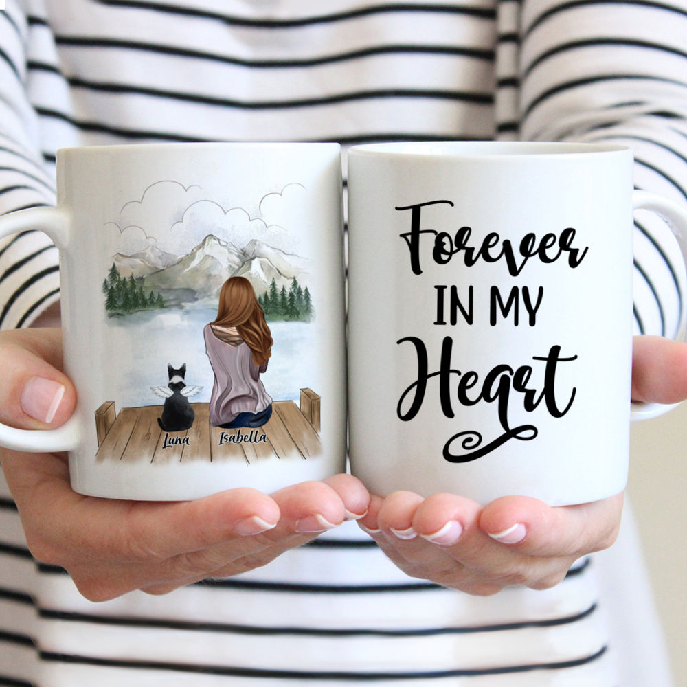 Personalized Mug - Girl and Cats - Forever In My Heart