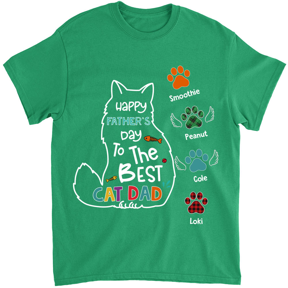 Personalized Shirt - Cat Shirt 4137B - Happy Father's Day To The Best Cat Dad 2_2