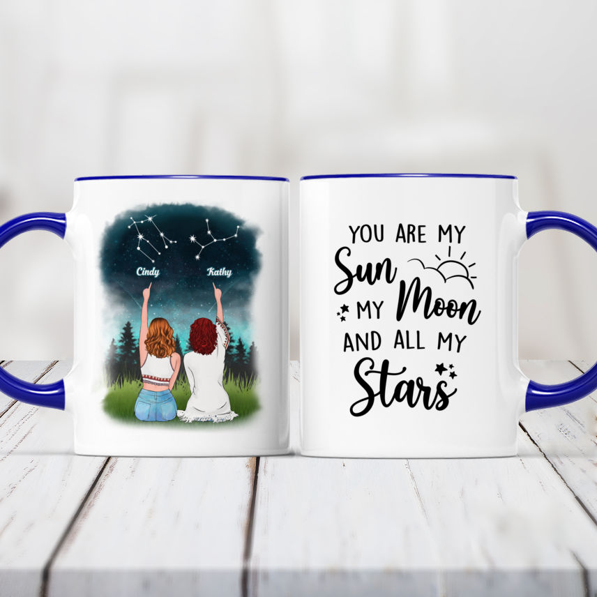 Two Mugs Pair of Mugs Sun and Moon Best Friend Mugs 