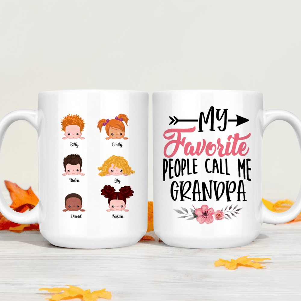  IZI POD Personalized Papa mug - My favorite people call me Papa  coffee mug with GrandKids names, Dad mug, Grandpa mug : Home & Kitchen