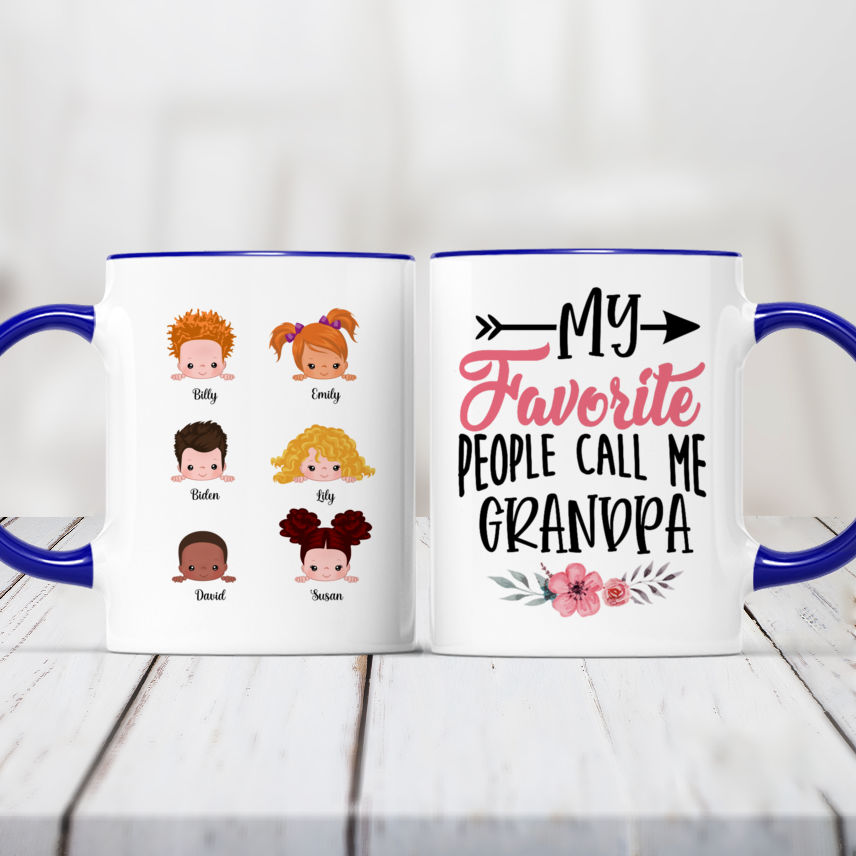 Personalized "My Favorite People Call Me Grandpa" Mug - 11oz Ceramic Coffee Cup, Customizable - View #4