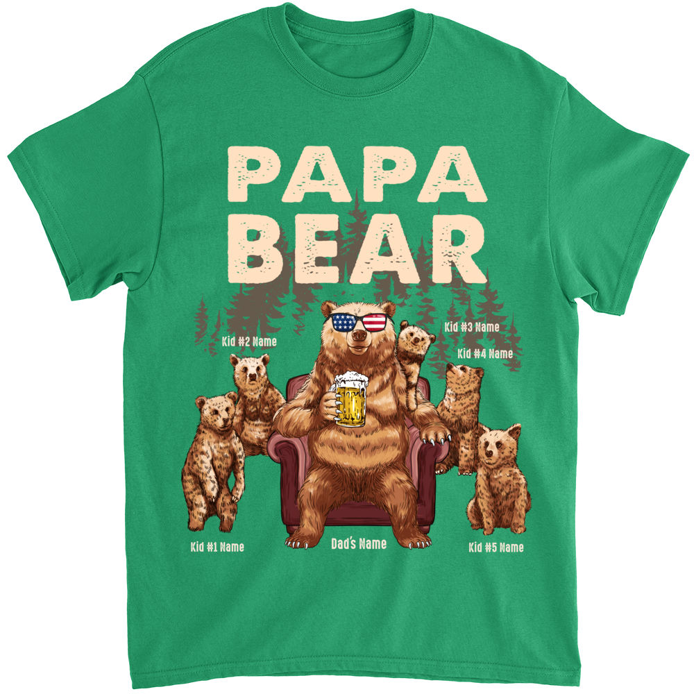 Father & Kids - Papa Bear | Personalized T-shirt_2