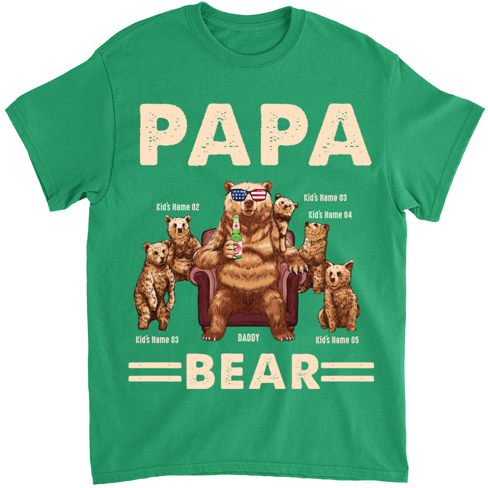 Father & Kids - Papa Bear (Ver 2) Dad Shirt, Father's Day Gifts, Gifts For Dad, Birthday Gifts - Personalized Shirt_1