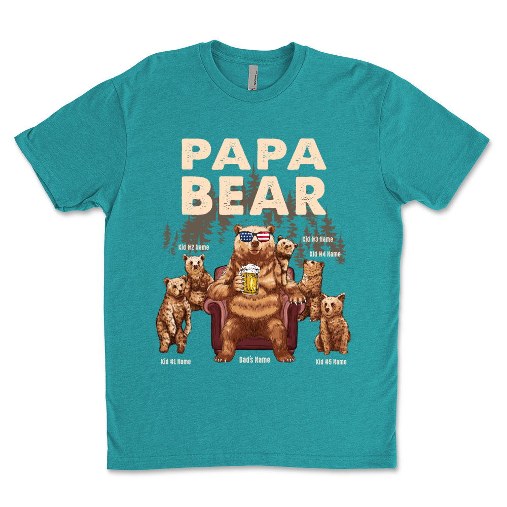 Papa Bear Shirt With Kids Names Personalized Papa Gift Papa Shirt