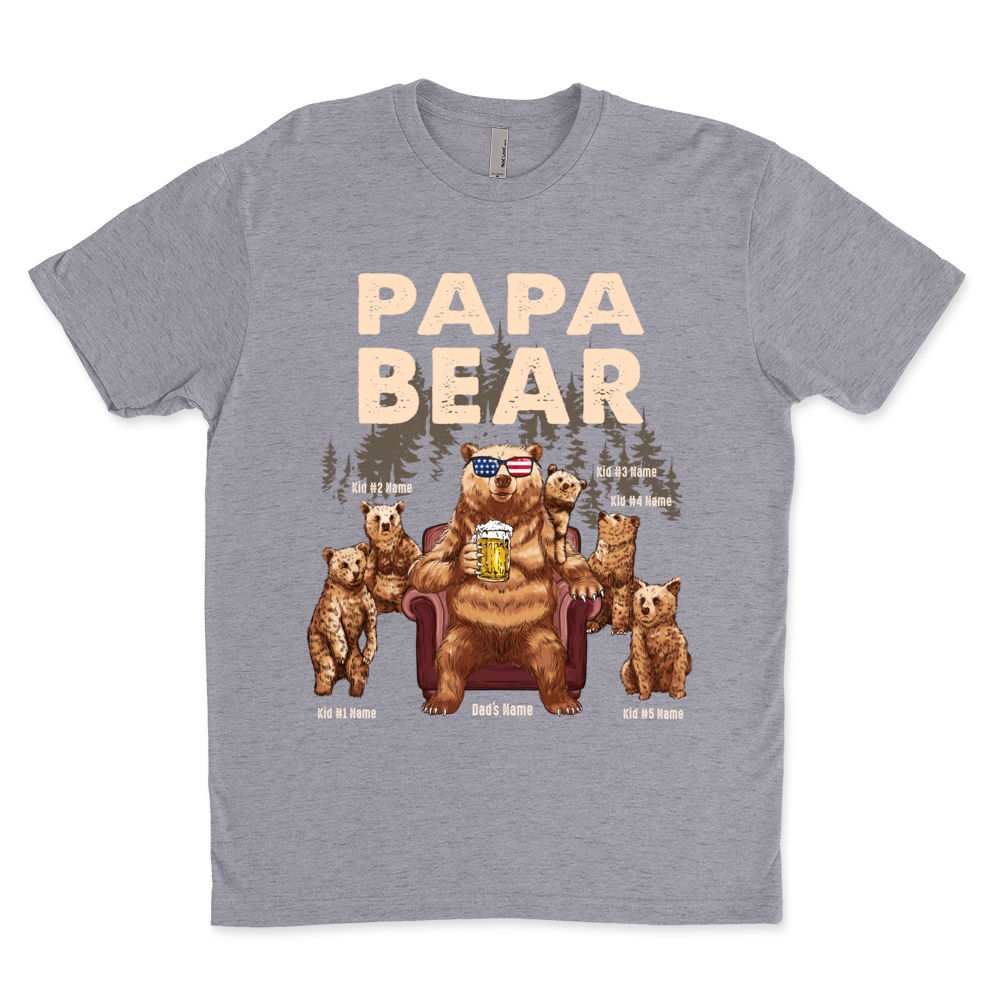 Papa Bear Shirt With Kids Names Personalized Papa Gift Papa Shirt