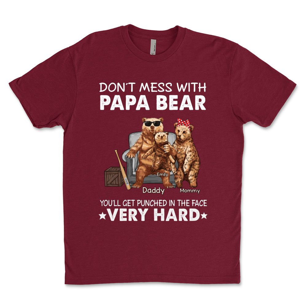 T-shirt Homme Bio Buzz Shirts - 'Papa Bear' - Cadeau Pour Père - Gris - Taille M