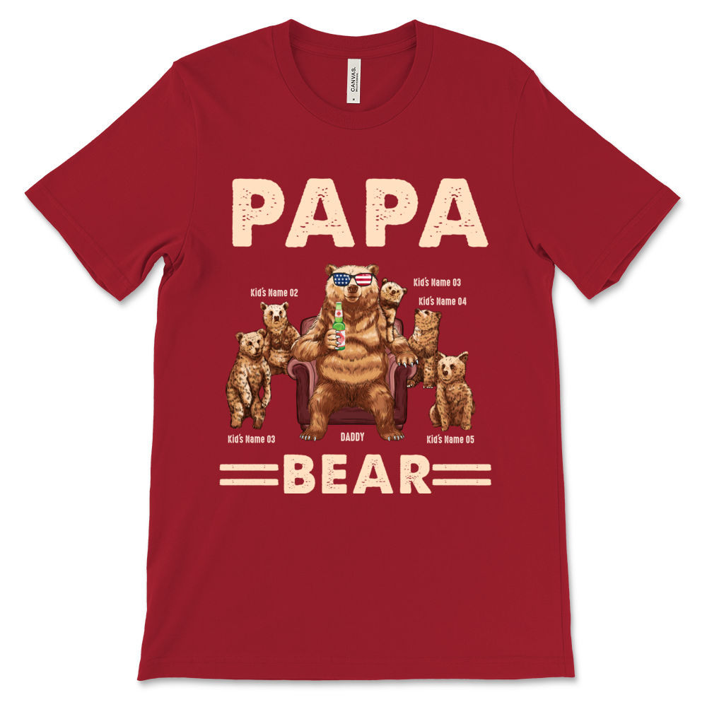 Personalized Papa/Grandpa Cool And Awesome Bear T-shirt - Personal