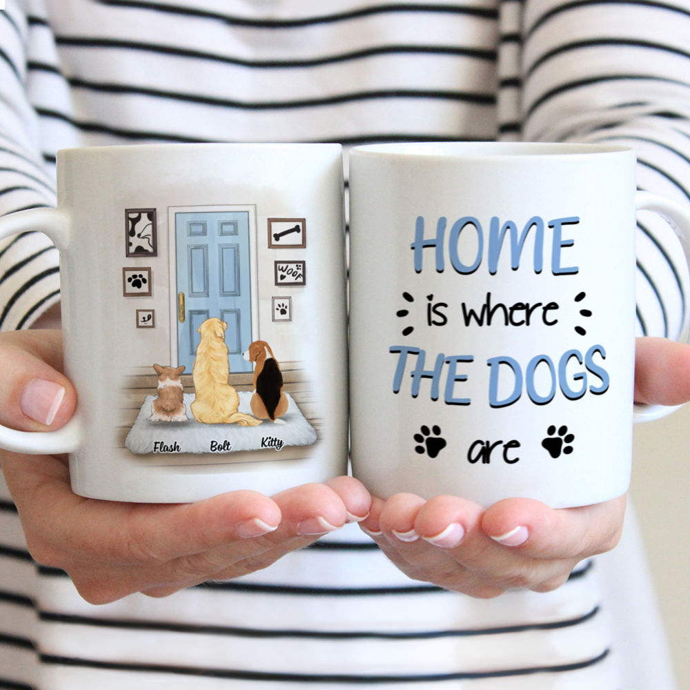 Personalized Mug - Waiting Dog - Home is where the dogs are