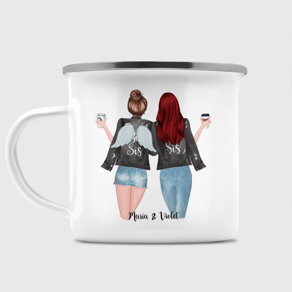 Personalized Mug - 4 Sisters With Angel Wings - Sisters forever, never  apart. Maybe in distance but never at heart.