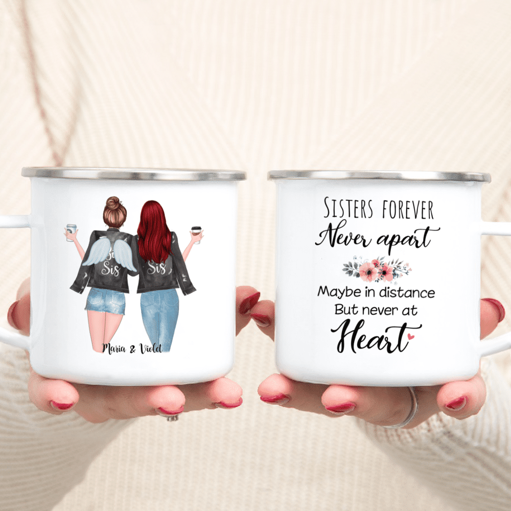 Personalized Mug - 4 Sisters With Angel Wings - Sisters forever, never  apart. Maybe in distance but never at heart.