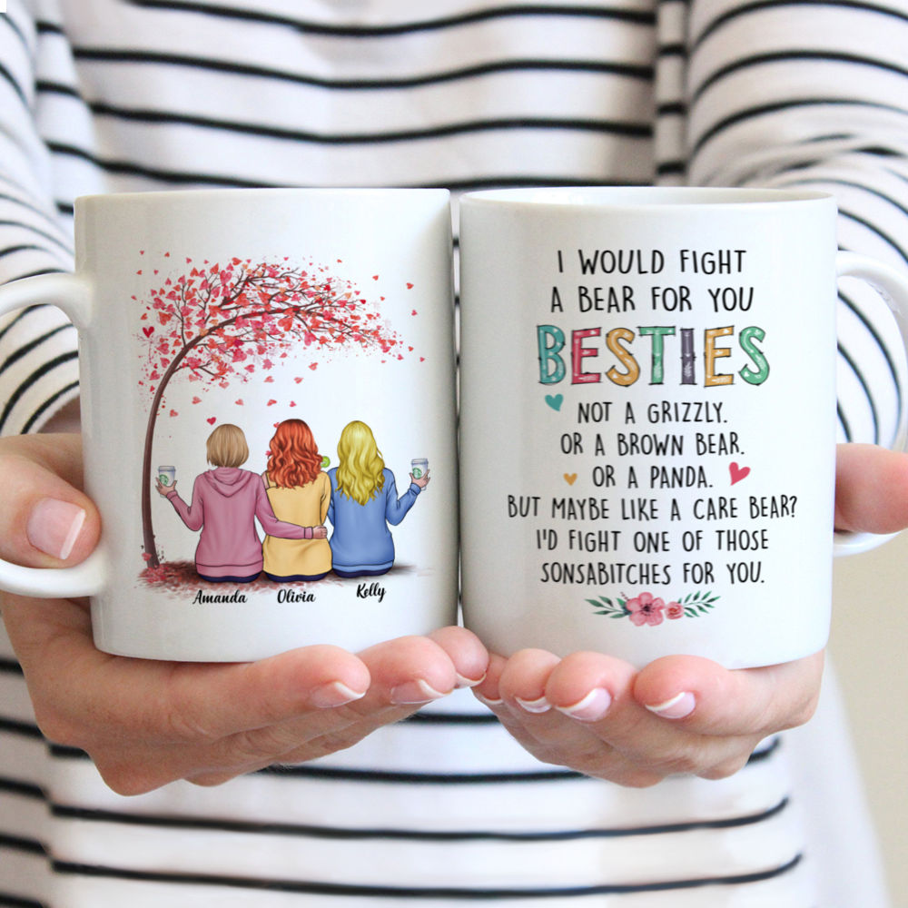 Personalized Mug - Love Tree - I Would Fight A Bear For You Besties (v2)