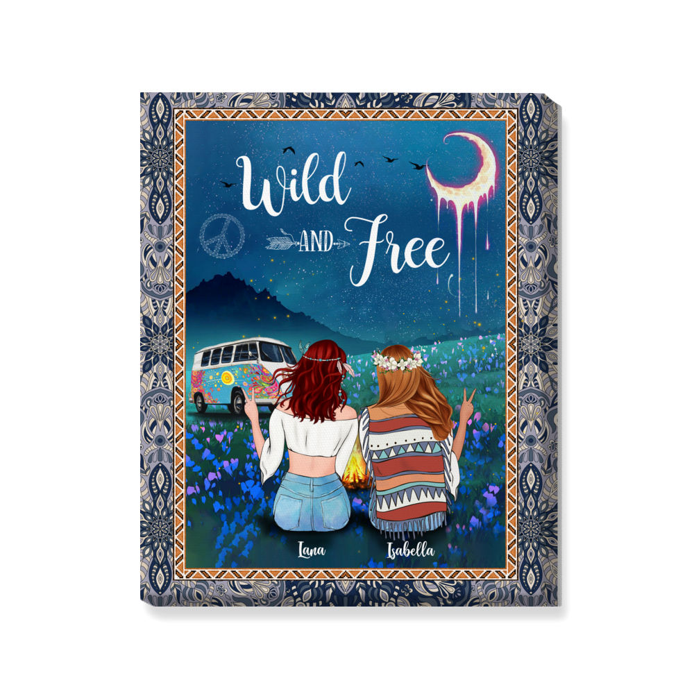 Personalized Wrapped Canvas - Friends Canvas - Boho Hippie Bohemian - Stay Wild Moon Child