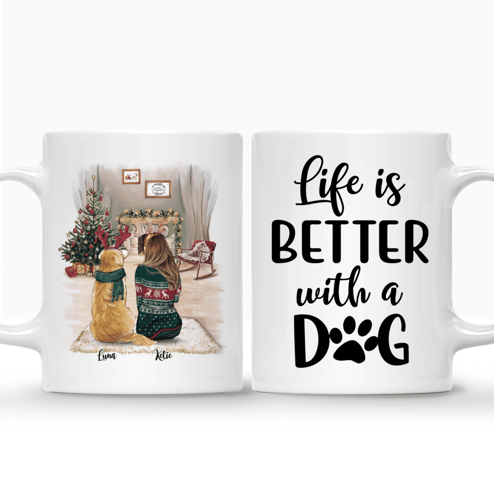 Couple and Dog - Life Is Better With A Dog (Custom Mugs - Dog Lover Gifts,  Gifts For Couples)