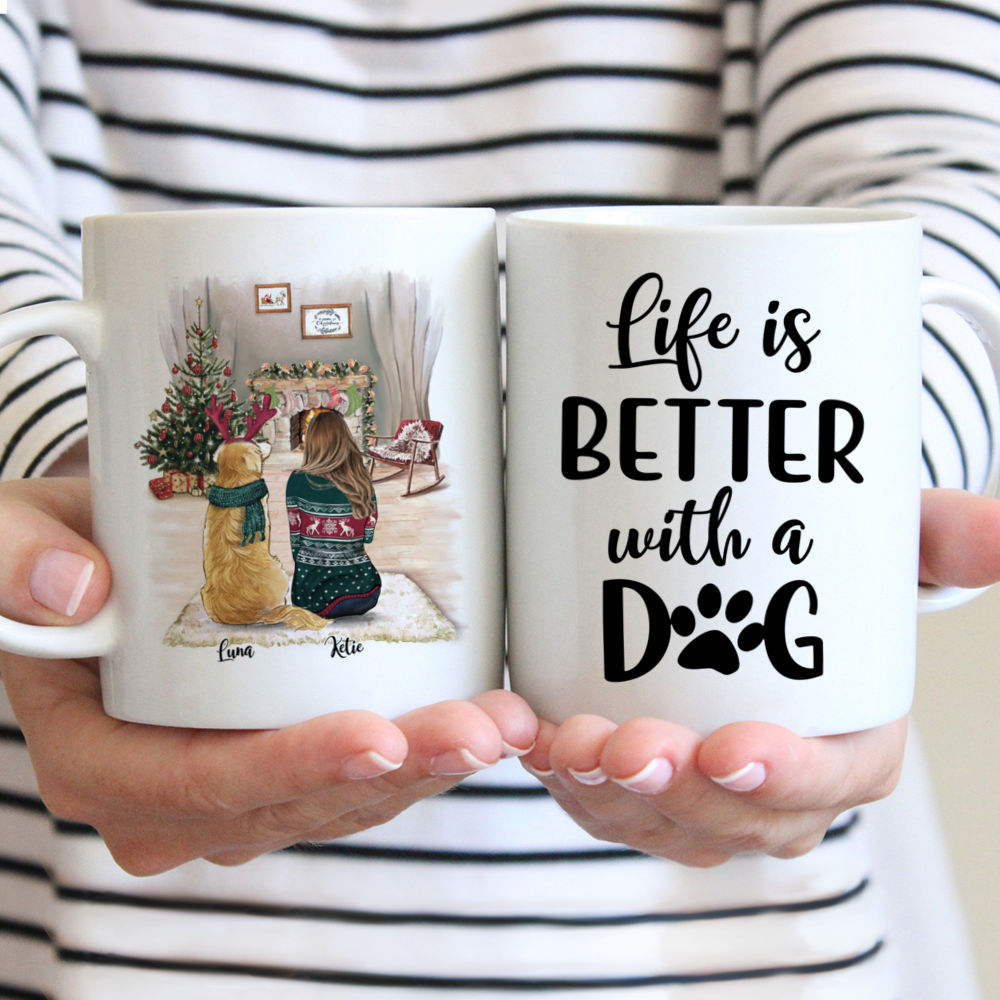 Gossby Personalized Dog Mom Mug - Life is Better with a Dog (Girl - Dog -  Pink Tree) - 11oz, 15oz Do…See more Gossby Personalized Dog Mom Mug - Life