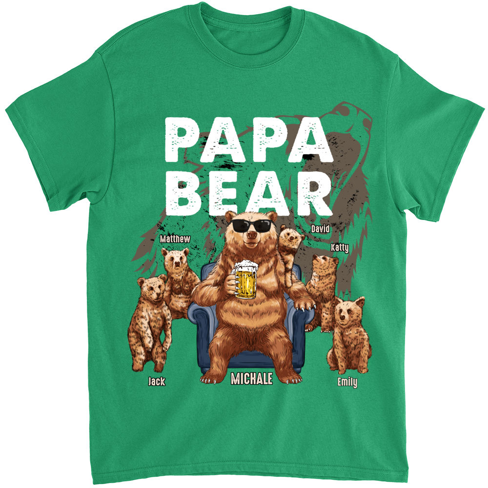 Father & Kids - Papa Bear - Father's Day Gifts, Gifts For Dad, Dad Shirt, Birthday Gifts - Personalized Shirt_3