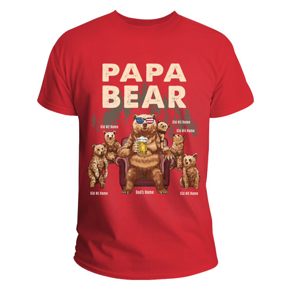 Papa Bear Shirt With Kids Names Personalized Papa Gift Papa Shirt