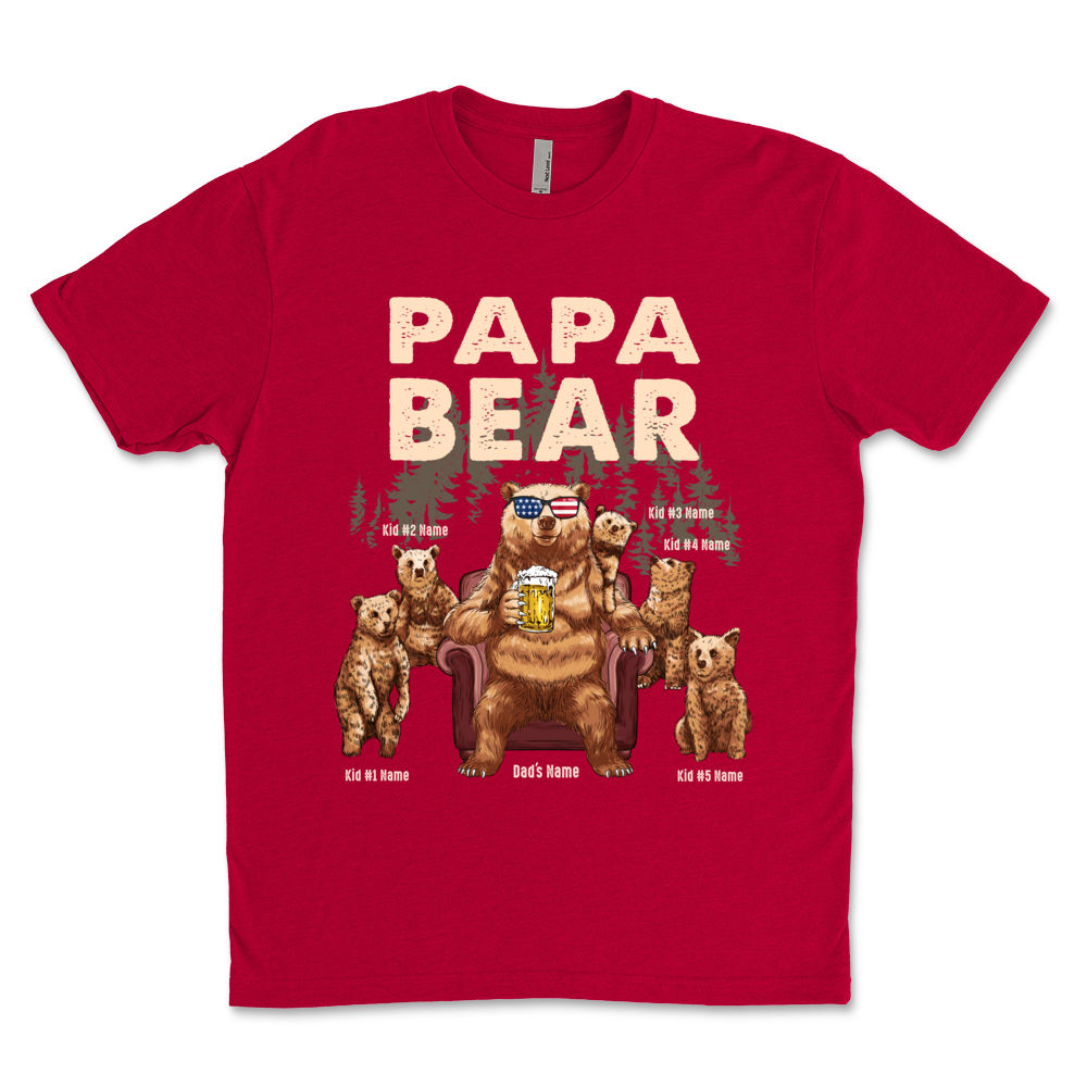 Papa Bear Shirt - Gift for Dad Fathers Day Gift Dad T-Shirt | BackyardPeaks District Unisex Shirt / Red / M