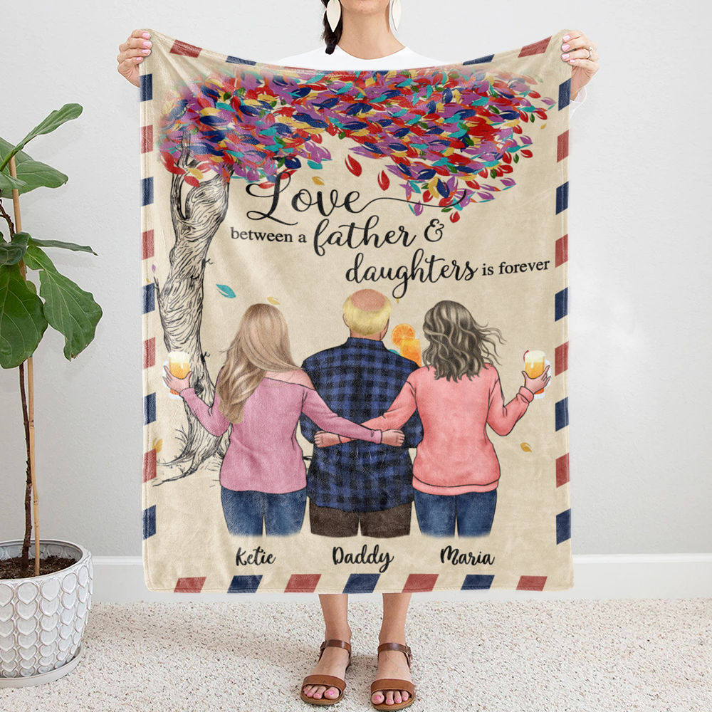 Family - Love between a Father and Daughters is forever | Personalized Blankets_1